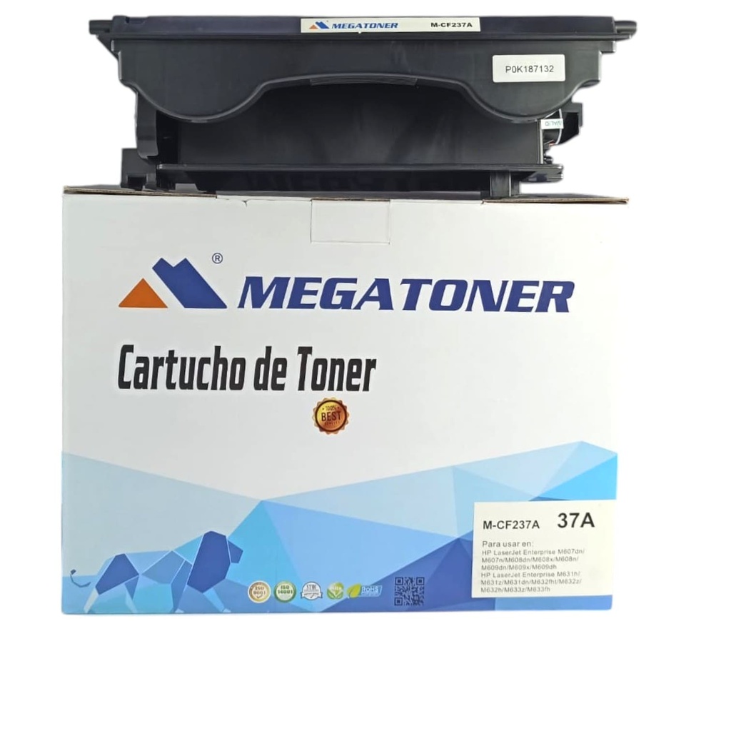 Cartucho de Tóner MEGATONER M-CF237A (37A) Compatible con HP (Flow M631, Flow M632, M607, M608, M609)