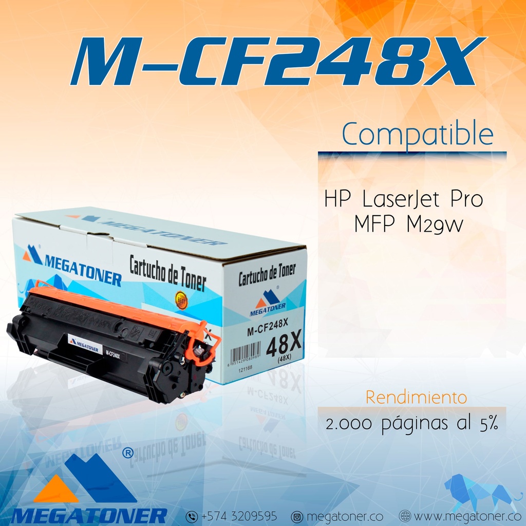 Tóner HP 48X Con Chip (CF248X) Compatible con HP M15, M28 | Megatoner