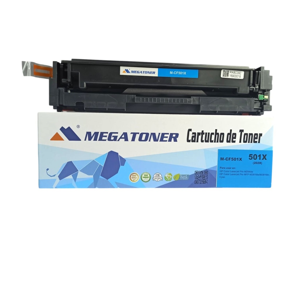 Tóner HP 202X (CF501X) Compatible con HP M254, M281 | Megatoner