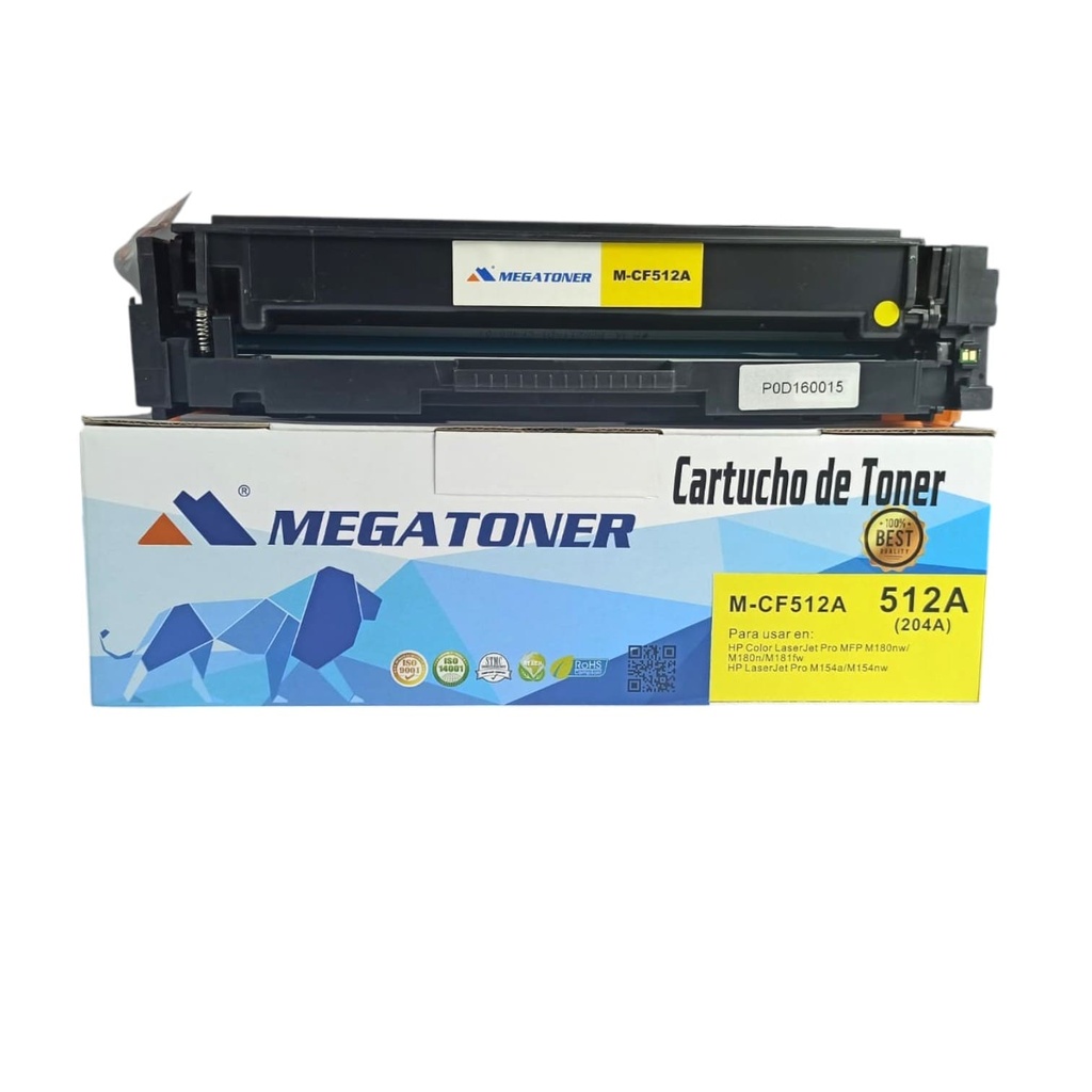Tóner HP 204A (CF512A) Compatible con HP M154, M180 | Megatoner
