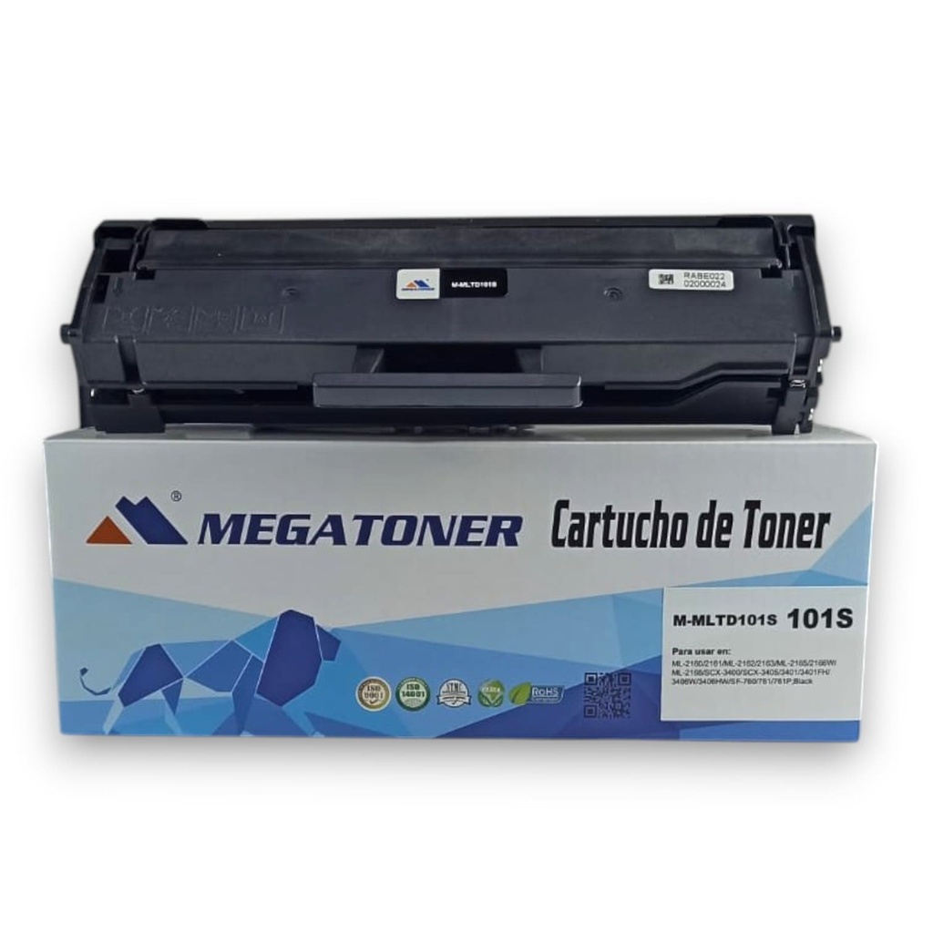 Tóner Samsung 101S MEGATONER Genérico Negro (M-MLTD101S) Compatible con Samsung ML-2160 SCX-3400 SF-760