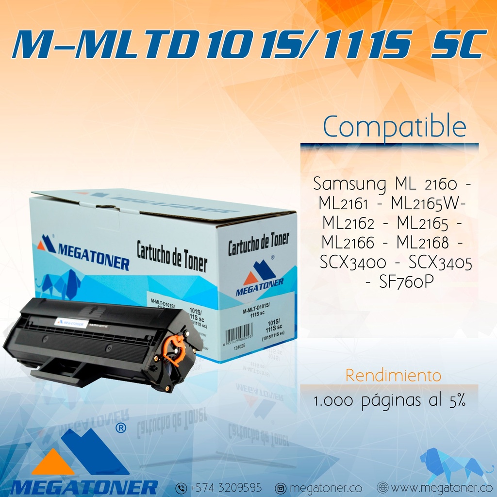 Tóner Samsung 101S/111Ssc MEGATONER Genérico Negro (M-MLTD101S/111Ssc)
