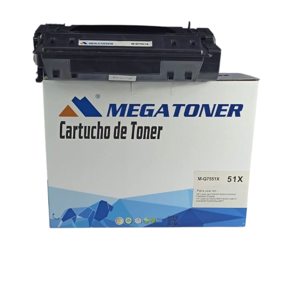 Tóner HP 51X (Q7551X) Compatible con HP M3027, M3035, P3004, P3005 | Megatoner