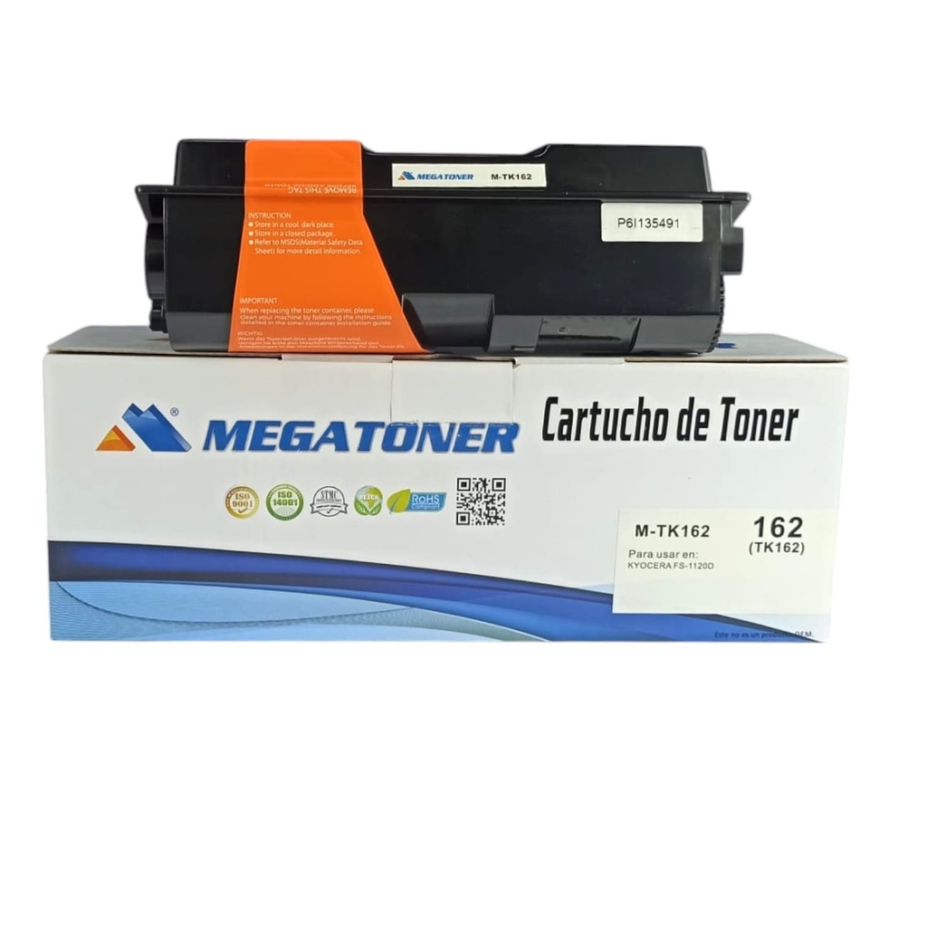 Tóner Kyocera 162 MEGATONER Genérico Negro (M-TK162) Compatible con Kyocera FS-1120D 1120DN P2035d