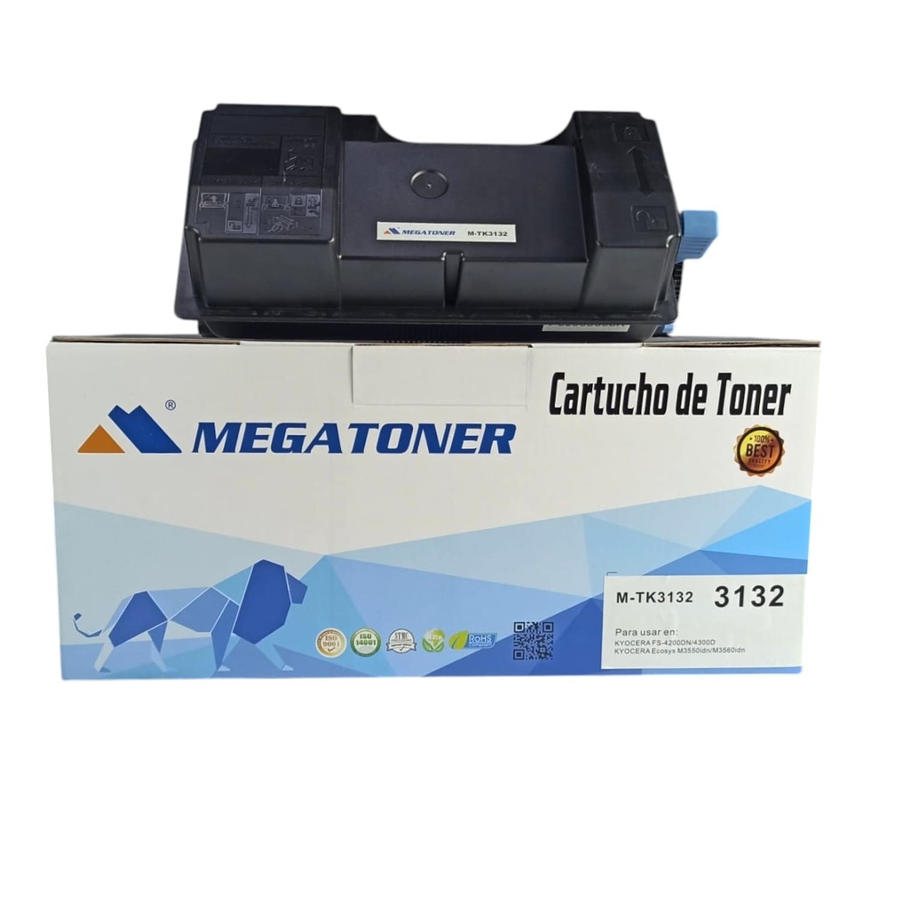 Tóner Kyocera 3132 MEGATONER Genérico Negro (M-TK3132) Compatible con Kyocera FS-4200DN FS-4300DN