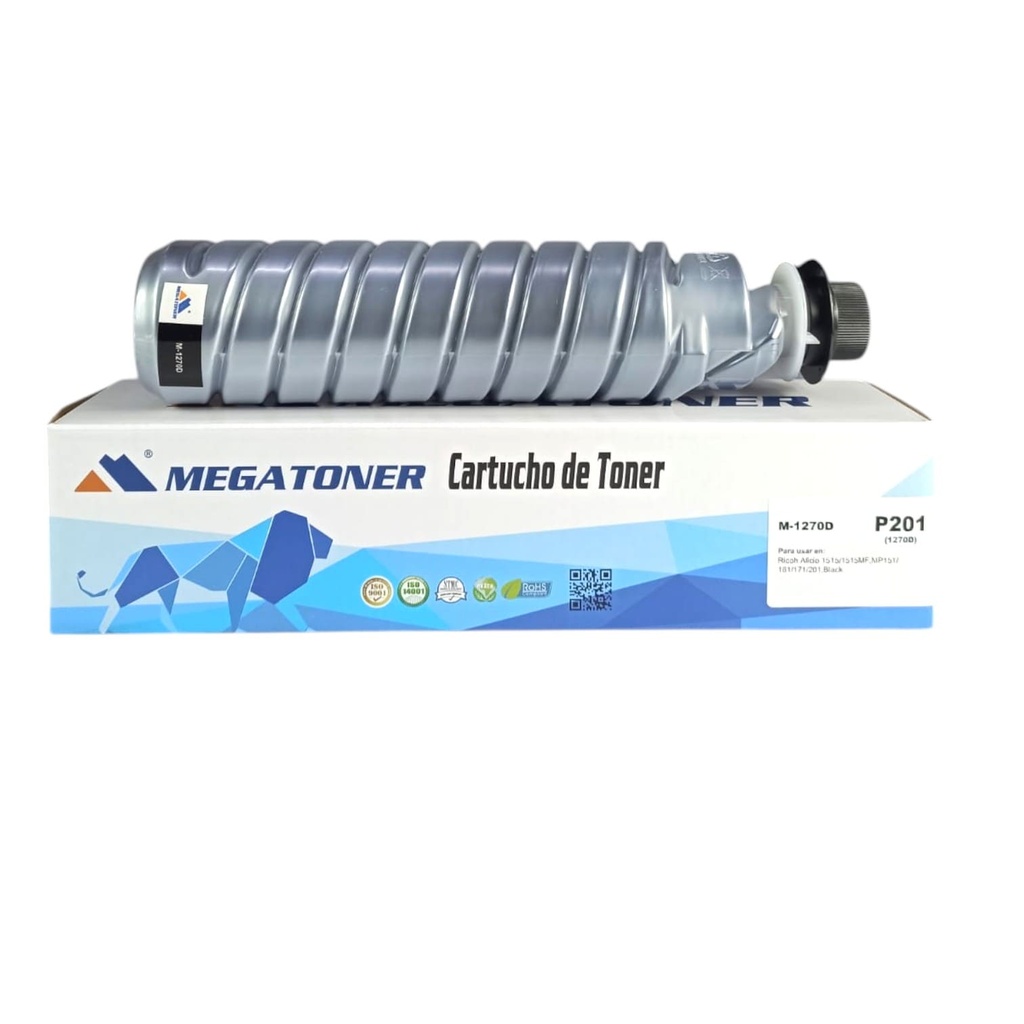 Tóner Ricoh MP201 MEGATONER Genérico Negro (M-1270D) Compatible con Ricoh Aficio 1515 MP151 161 171 201