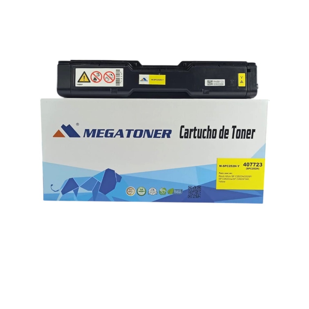 Tóner Ricoh 252Y (SPC252H-Y) Compatible con Ricoh Aficio SP C252, SP C262 | Megatoner