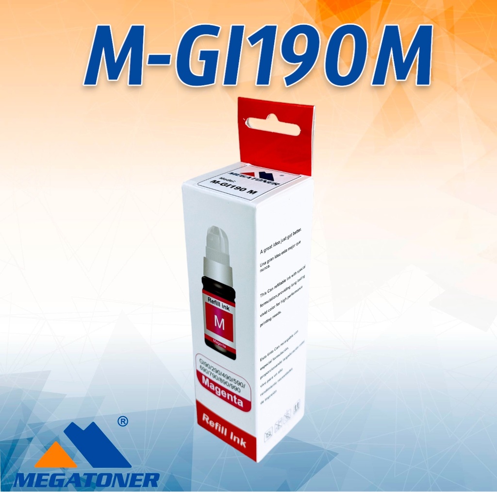 Botella de Tinta Canon GI190 MEGATONER Genérico Magenta (M-GI190) Compatible con Canon G1100 G2100 G3100 G4100