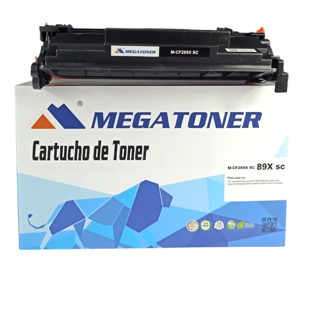 Tóner HP 89X sin chip MEGATONER Genérico Negro (M-CF289Xsc) Compatible con HP M528 M507